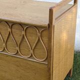 Vintage oak and rattan chest/bench – 1960s