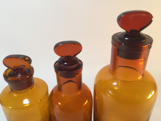 Lot of three pharmacy flasks