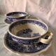 Villeroy and Boch Burgeland blue soup cups with underplates