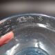 Bougeoir ou photophore en verre bullé bleu ciel, signé Biot