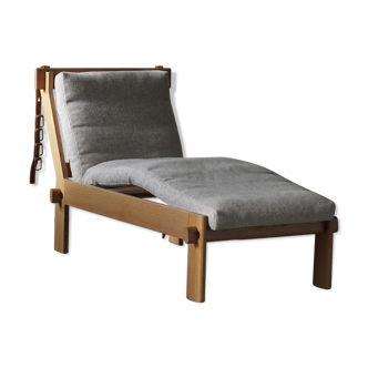Danish solid oak daybed with reupholstered cushions by Tage Poulsen, 1960s