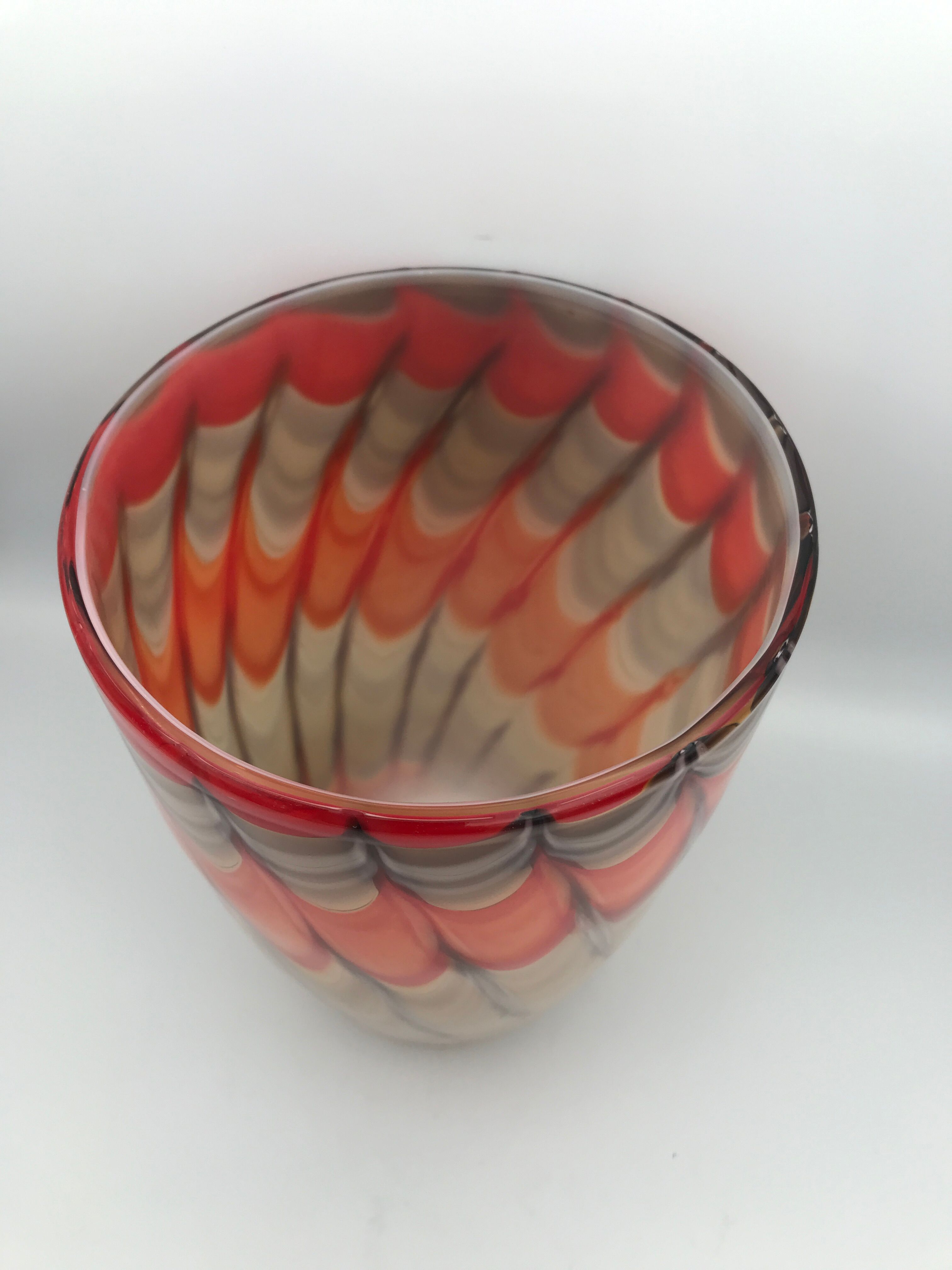 Vase in art verrerie blown glass polychrome mouth 24.5 cm