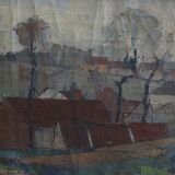 Wabi sabi landscape painting | Oil on canvas | 1920s | Belgium