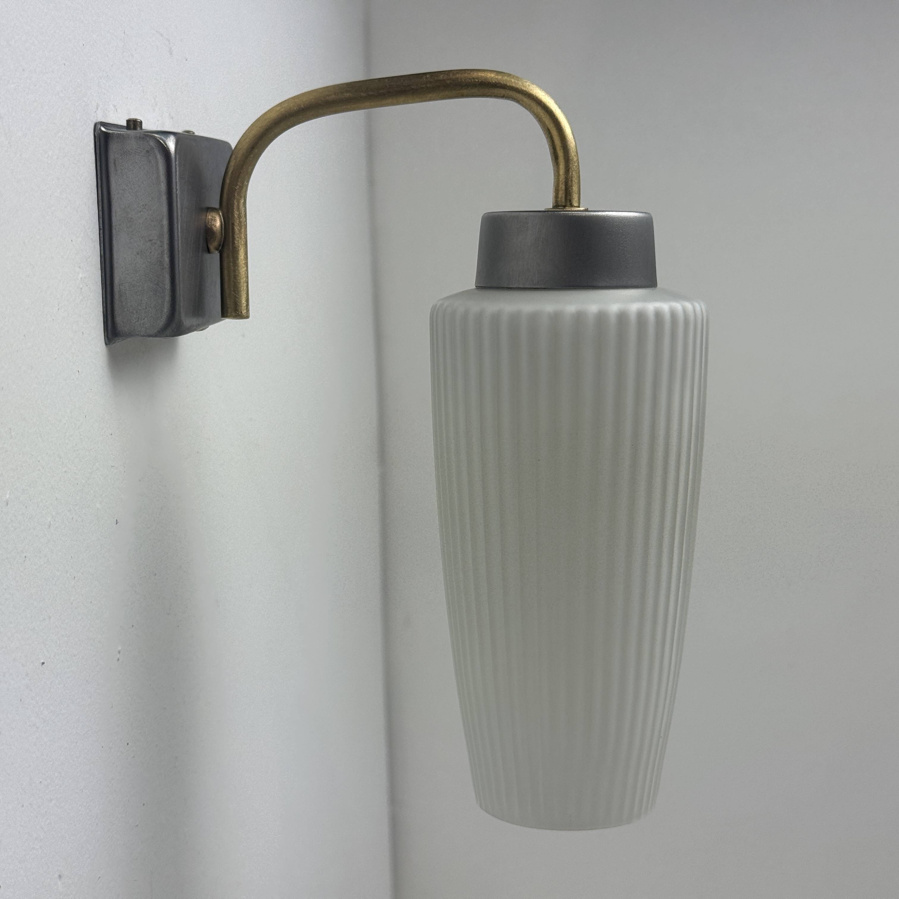 Pair of vintage fluted glass wall lights