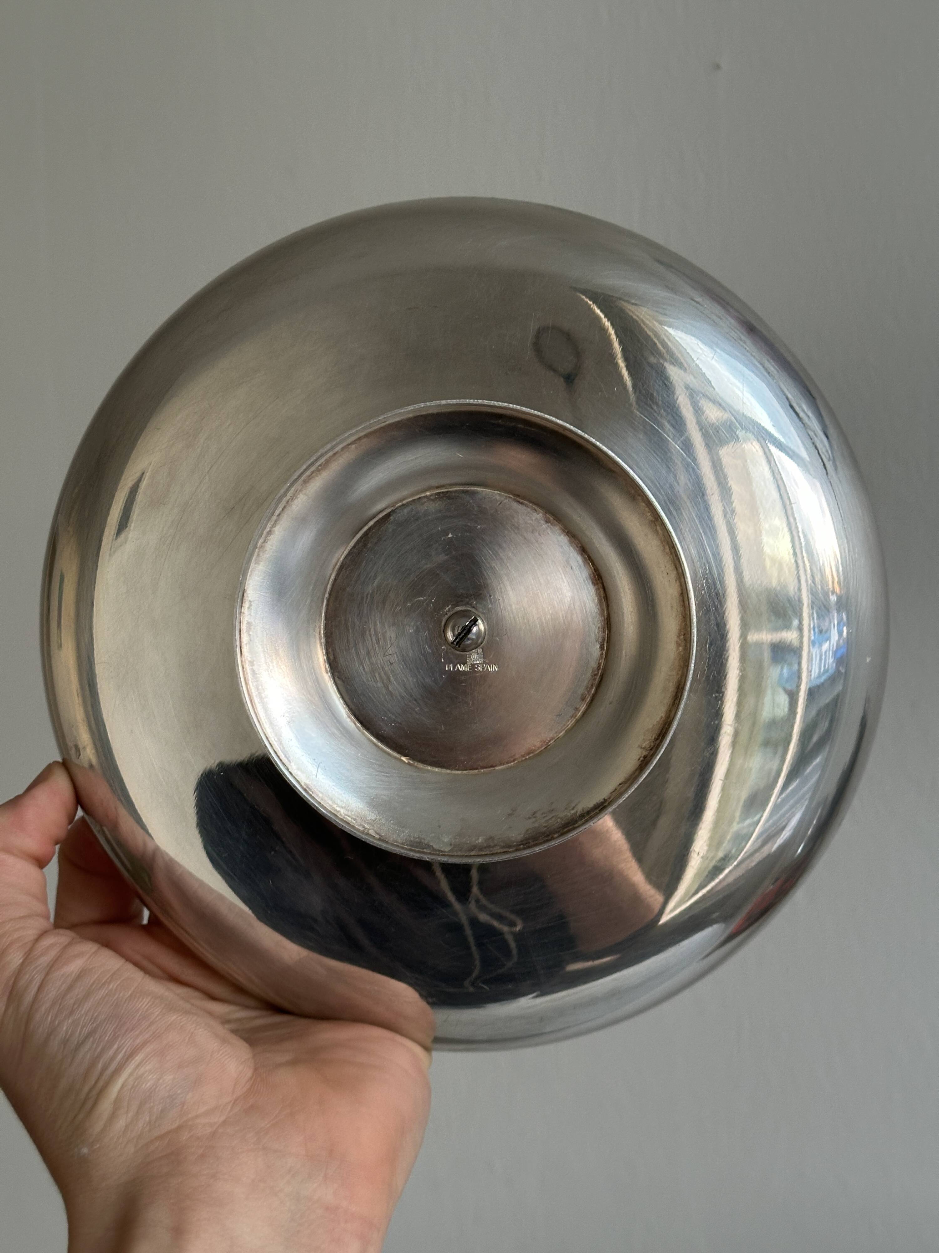 Small silver-plated metal sweets server