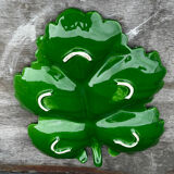 Green Ceramic Hors d'Oeuvres Dish in Leaf Shape, Art Deco Period