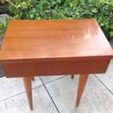 Varnished wooden bedside table Scandinavian style / vintage 60s-70s
