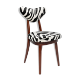 Chaise cœur à motif zèbre noir et blanc, Pologne, 1960s