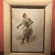 Pair Old Fashion Engraving Color + Frame Wood Vintage Cream