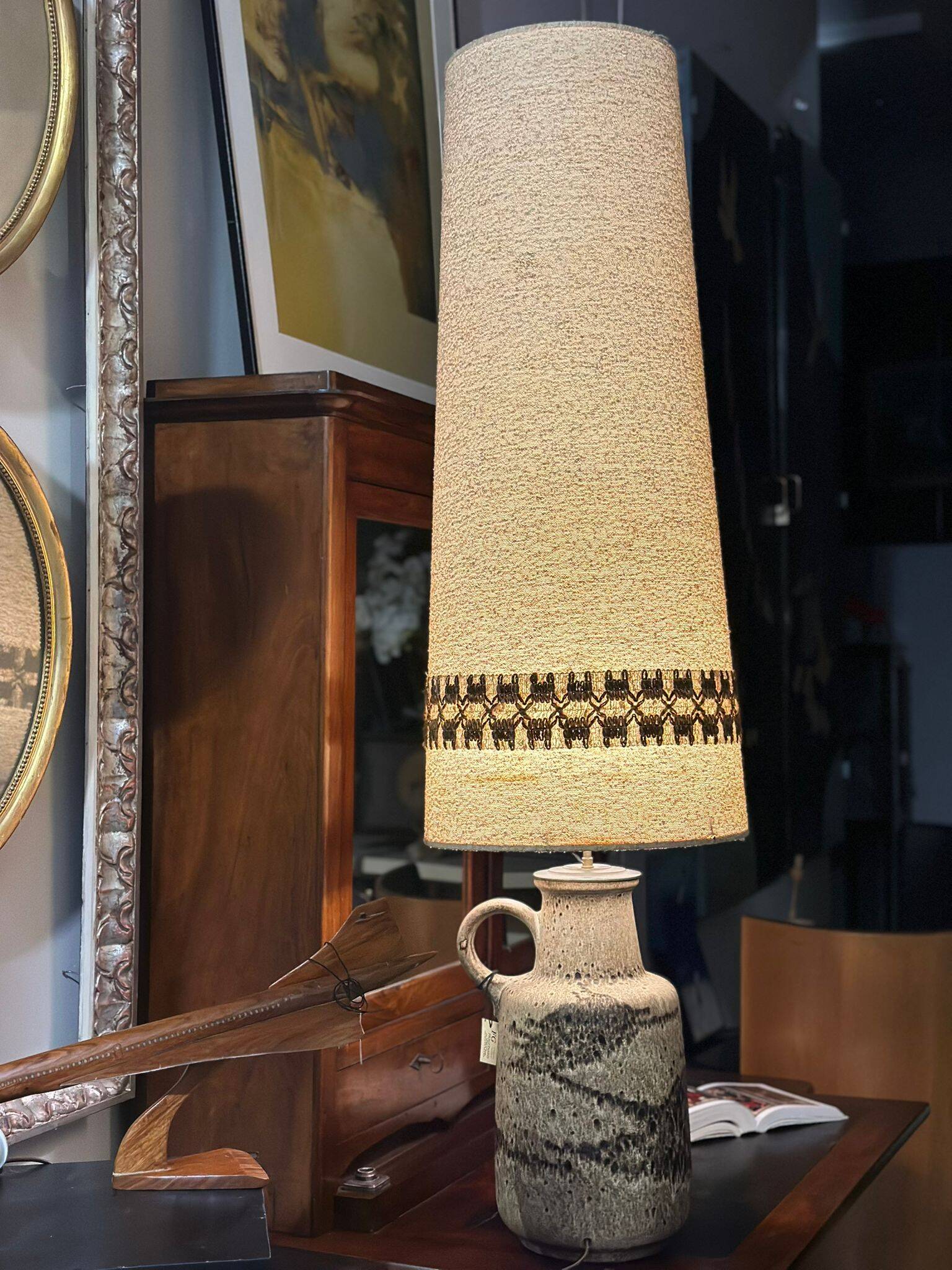 Lámpara cerámica Fat Lava con pantalla original, Scheurich Keramik, 60’s