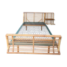 Vintage rattan bed with built-in bedside