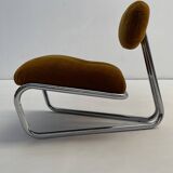 Little tubular lounge chair in rusty amber velvet