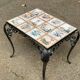 1960s ceramic coffee table, black and beige steel