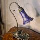 bronze patinated cast iron lamp with painted shade 38x24 art nouveau style