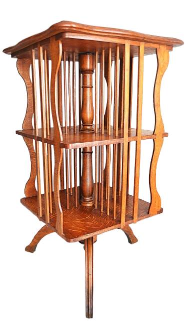 Antique Solid Wood Revolving Bookcase