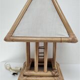 Pagoda-shaped bamboo canvas lamp