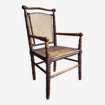 Art nouveau bamboo style wooden armchair 1900