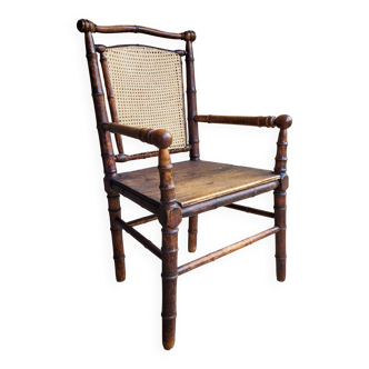 Art nouveau bamboo style wooden armchair 1900