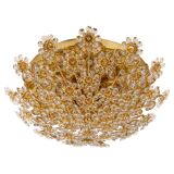 Brass ceiling light with cut glass flowers by Palwa, Germany, 1970s.