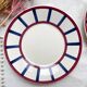 5 Small Vintage French Plates Terre de Fer HBCM Béarn blue and red stripes