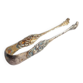 Pince à sucre art nouveau argent massif et vermeil