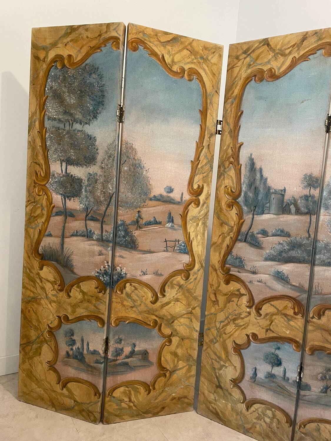 Louis XV style screen - hand painted