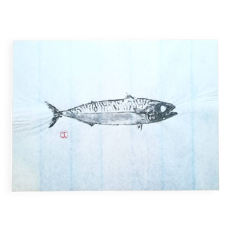 Estampe de poisson, Gyotaku original de maquereau