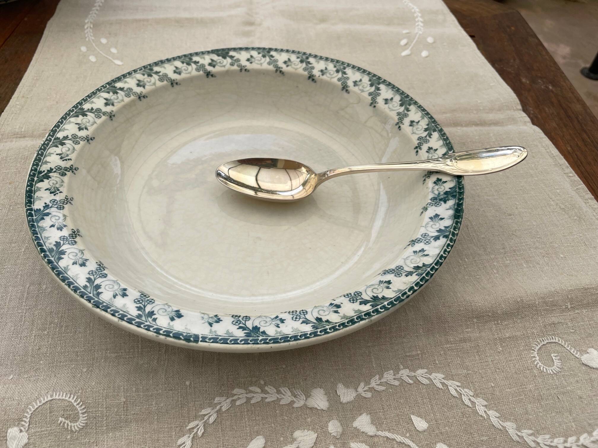 hollow dish in opaque Gien porcelain (iron earth) model Montigny