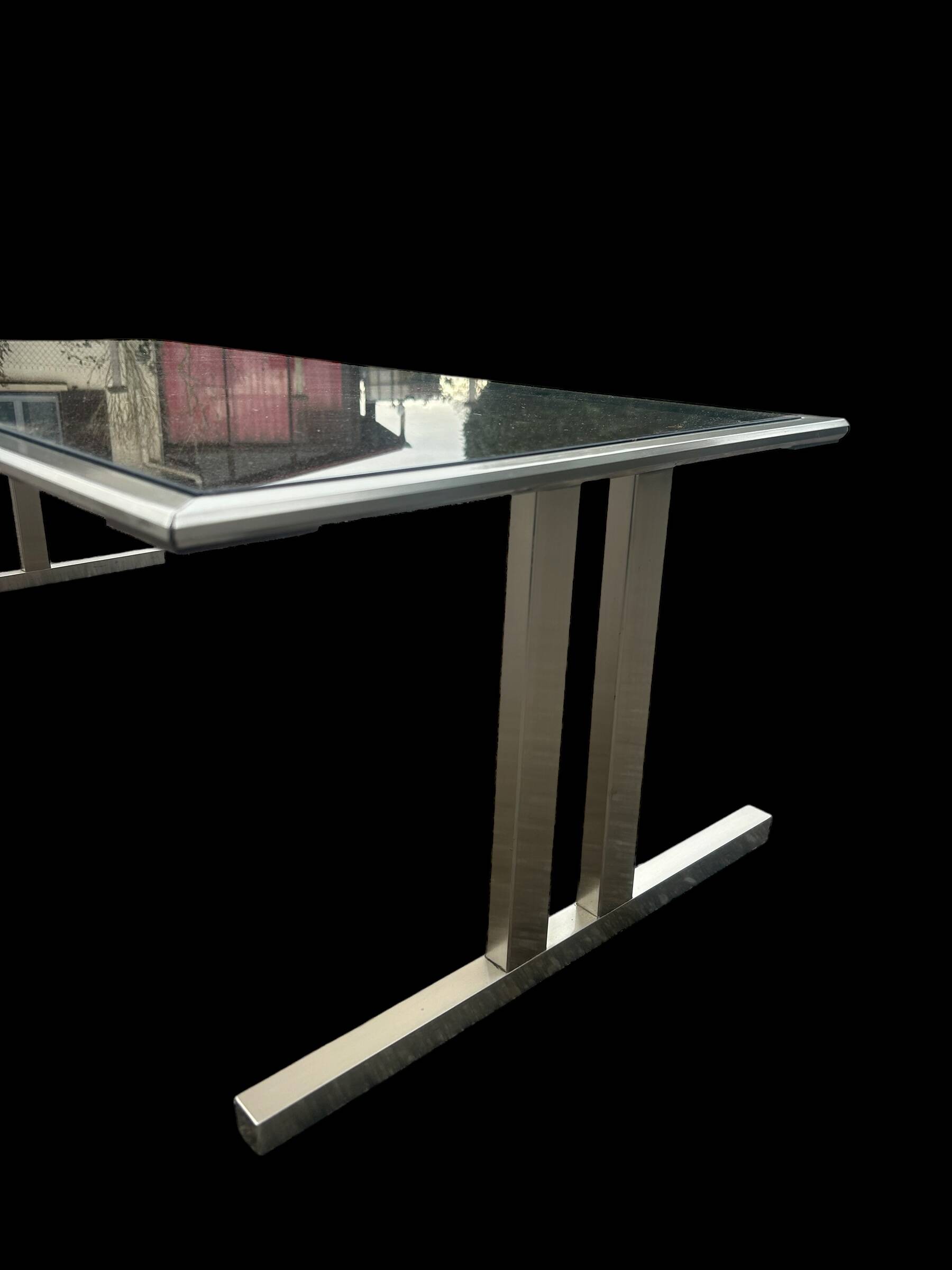 1970 brushed steel coffee table