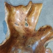Sculptural wooden centrepiece, organic bowl, brutalist.