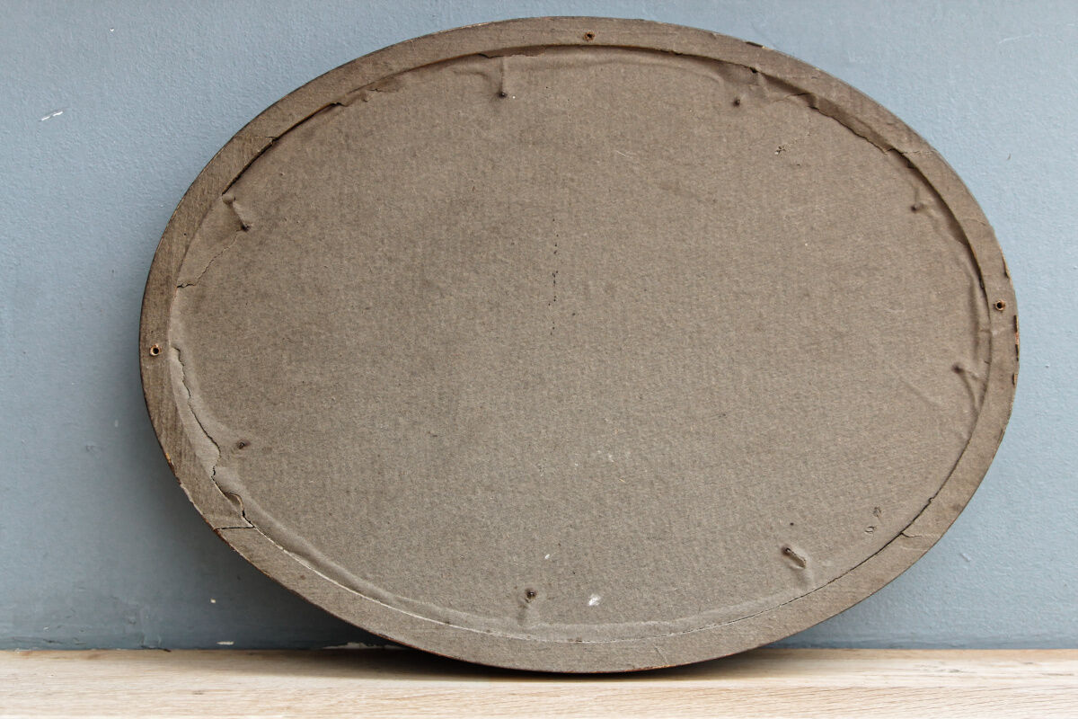 Still life, Watercolor with anemones, signed, oval frame