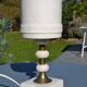 Lamp in white alabaster and brass