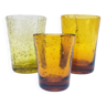 Trio de Verres verre soufflé verrerie Biot vintage