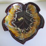 Vallauris dish, hand-made ceramic, leaf shape