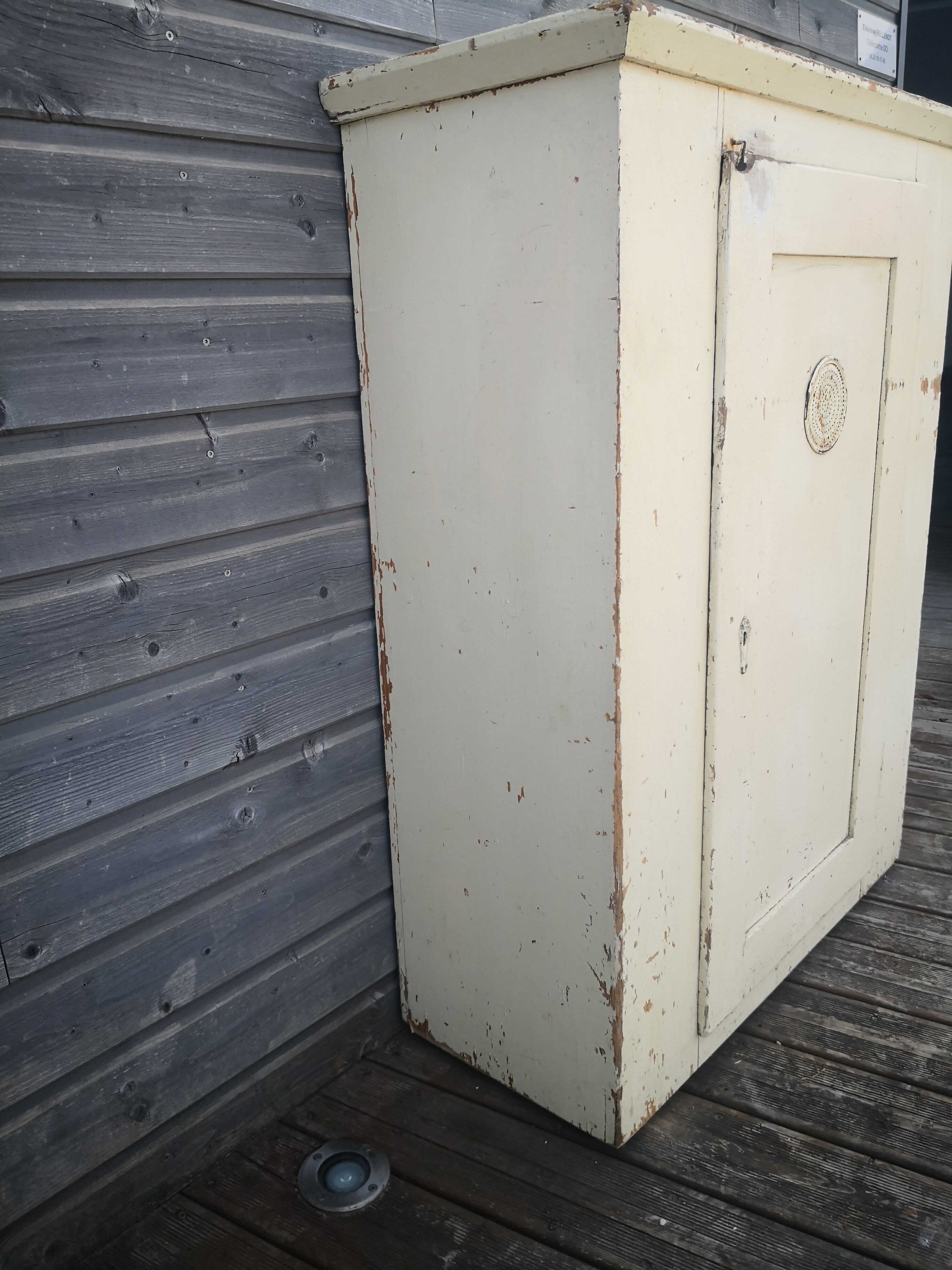 Vintage wooden pantry, old kitchen furniture