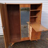 Armoire pieds compas avec espace secrétaire, 1970