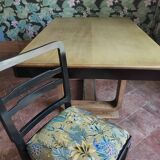 Table à manger Art Déco à rallonge verni 2 tons