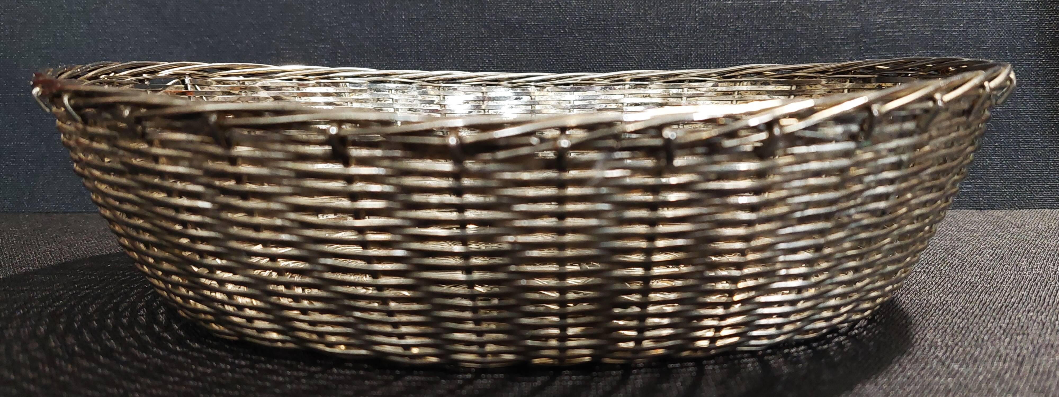 20th century braided silver metal bread basket