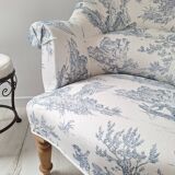 Blue toile de jouy toad armchair