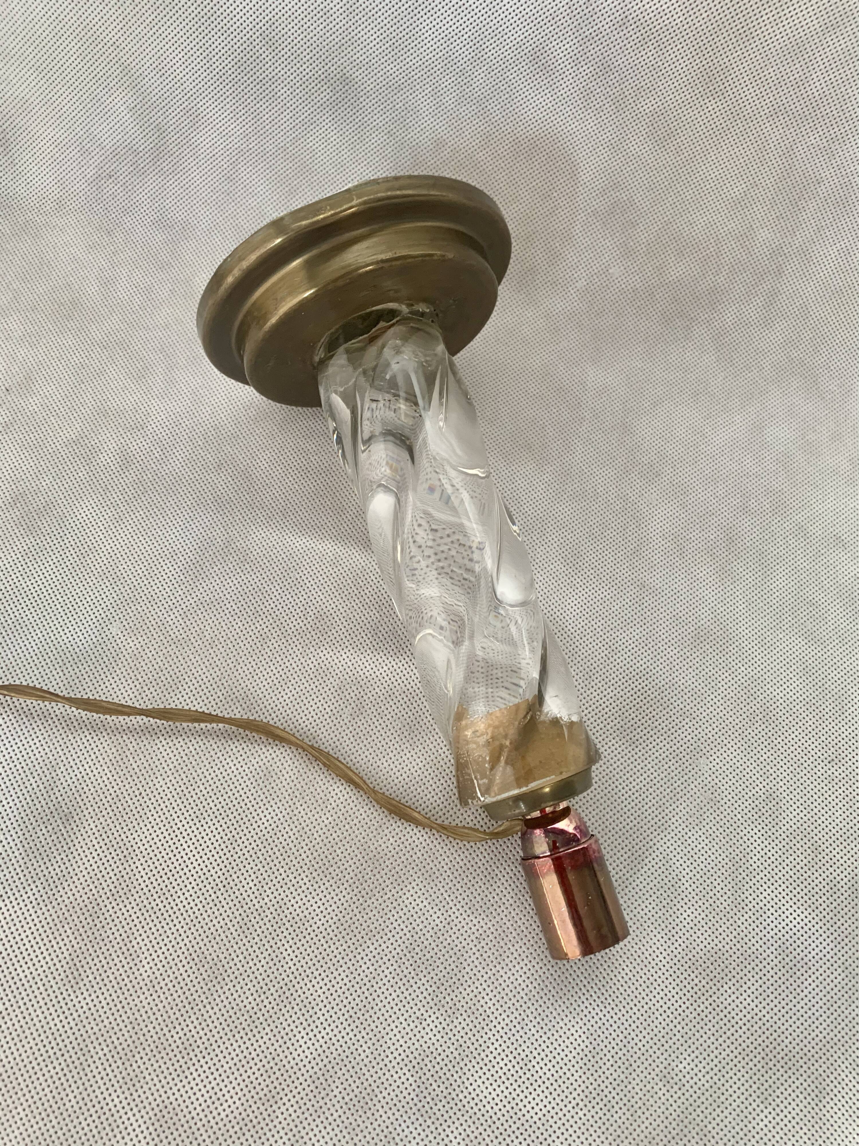 Lamp base glass and brass, 1950s