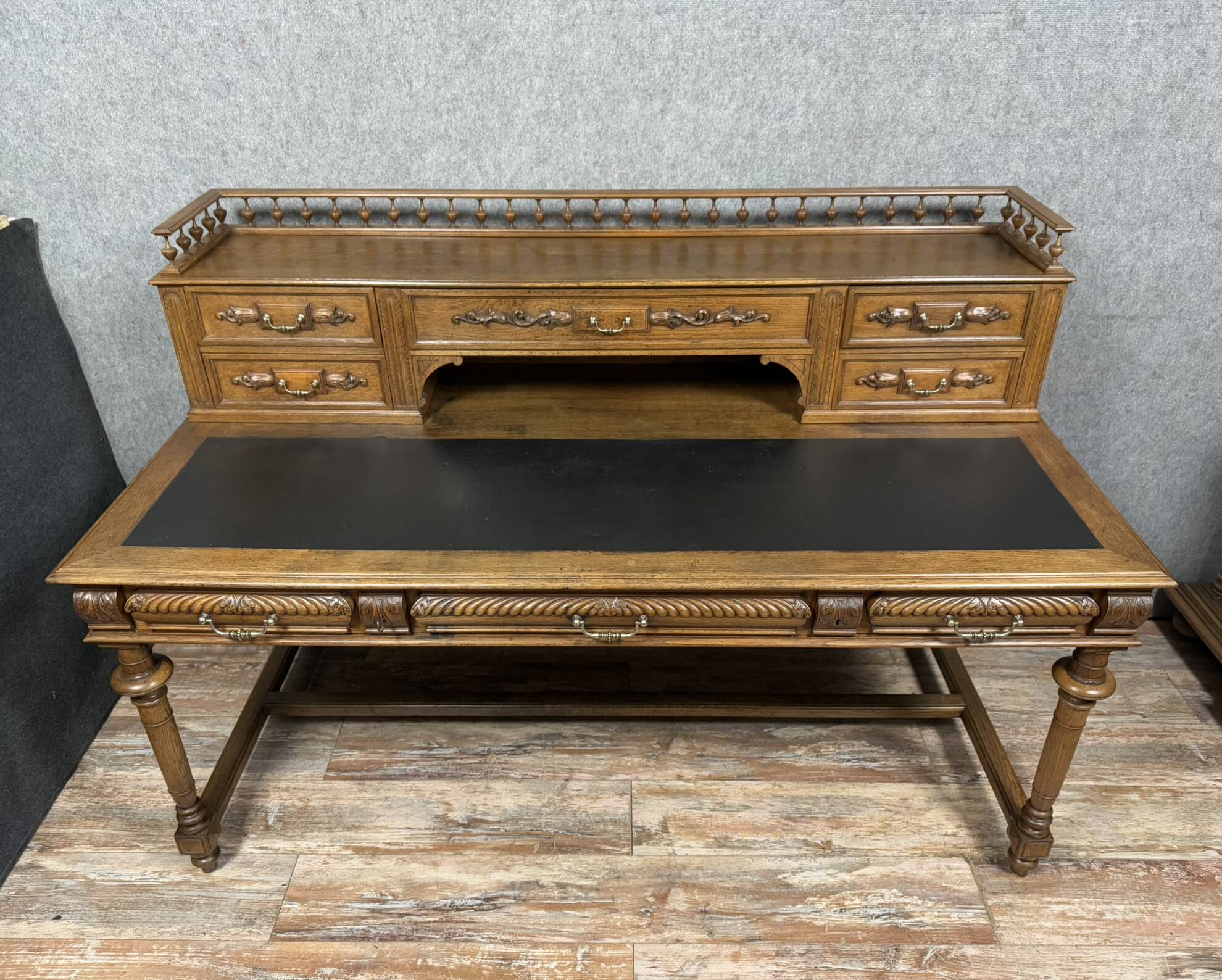 Renaissance style desk in solid oak circa 1850