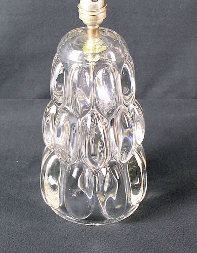 Pied de lampe de table en cristal du milieu du siècle