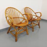 Pair of vintage rattan armchairs from the 60s
