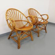 Pair of vintage rattan armchairs from the 60s