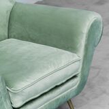 Gigi Radice minotti green velvet armchair from the 1950s vintage modern design