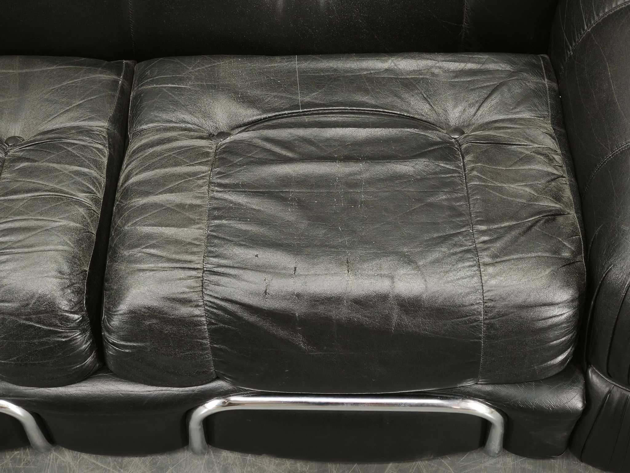 1970s Italian Two-Seat Sofa by Adriano Piazzesi in Chrome and Leatherette