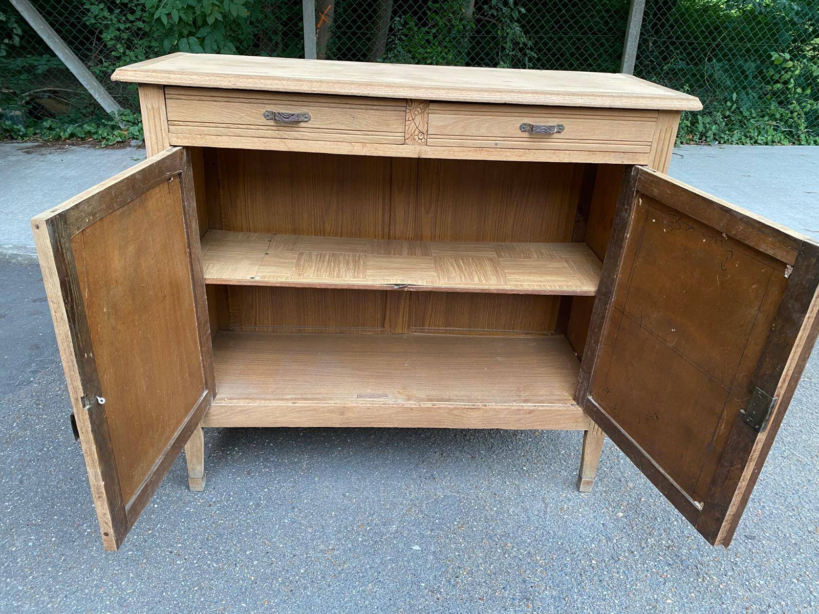 Renovated vintage Parisian art deco wooden sideboard from the 1940s