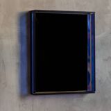 Blue Coloured and Mirrored Glass Wall Mirror, Italy, 1960s