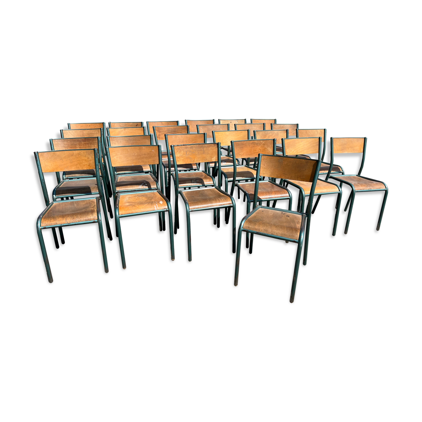 Set of 25 old Mullca school chairs model 510.