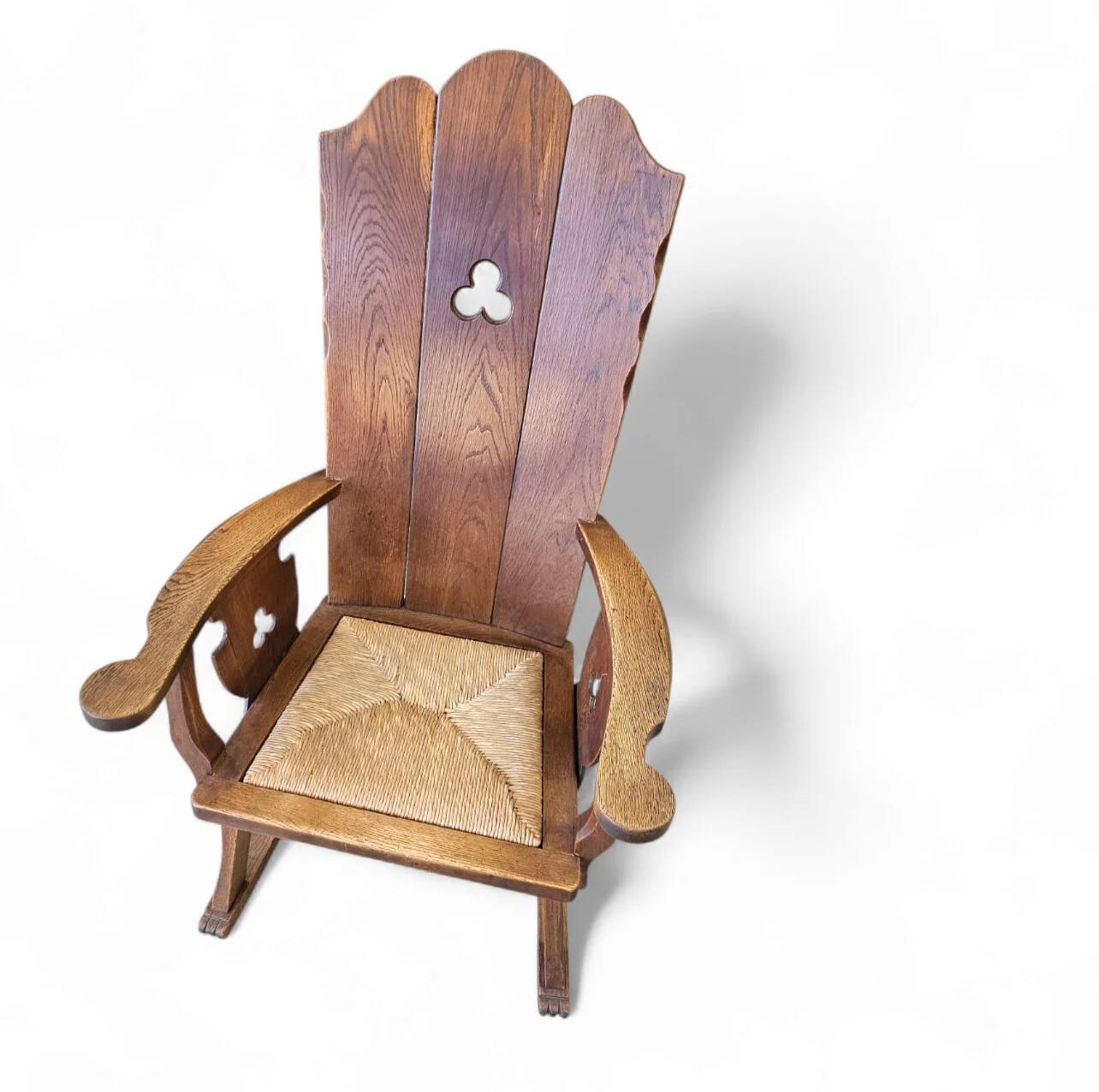 High back / monastery / rush seat armchair 1950s
